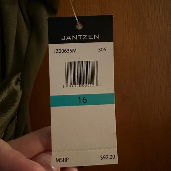 Olive green Jantzen one piece swimsuit, size 16. - Picture 5 of 5